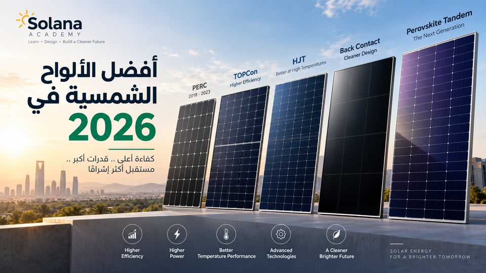 أفضل الألواح الشمسية في 2026: أعلى كفاءة وقدرة وأحدث تقنيات الخلايا